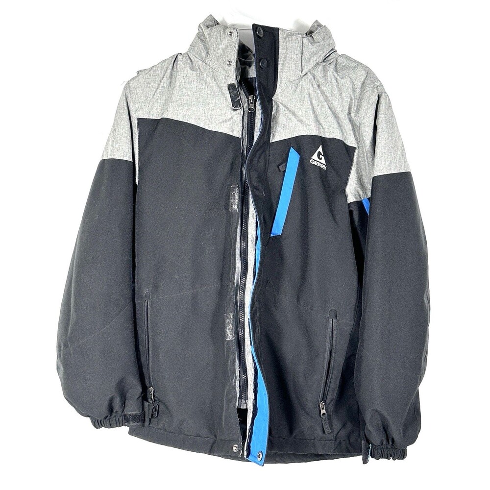 Gerry Jacket Boys Large 14/16 Black Gray Long Sleeve Hooded Full Zip Winter